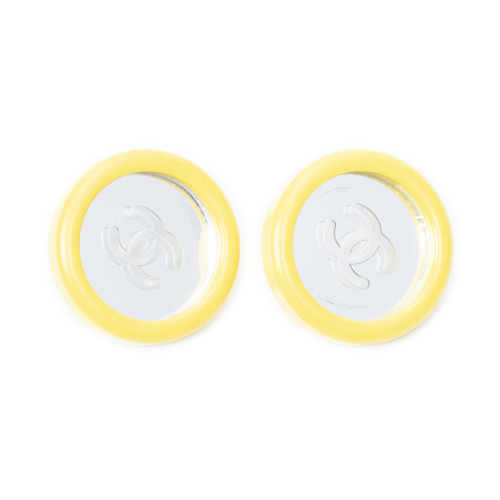 Chanel CC Round Mirror Clip On Earrings